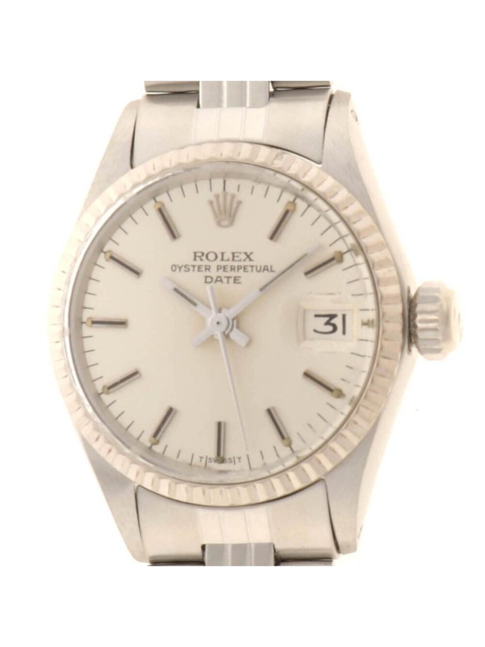 Rolex Oyster Perpetual Date Cal Watch Stainless Steel Silver Dial
